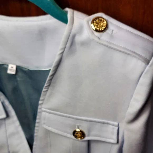 Sky blue v-neck pocket blazer suit jacket for women sz M - Picture 5 of 16